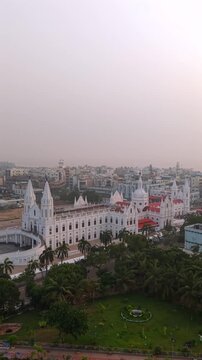 Vertical Aerial View of Basilica of Our Lady of Good Health Velankanni Tamil Nadu India