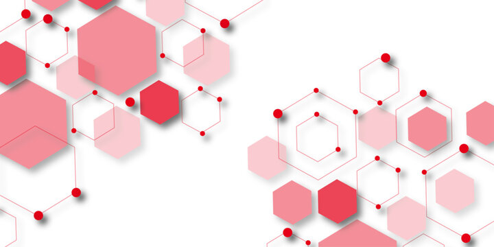 abstract geometric red texture background red hexagon 3D background texture. 3d rendering illustration. Clear pattern abstract background hexagon .Futuristic abstract banner.	
