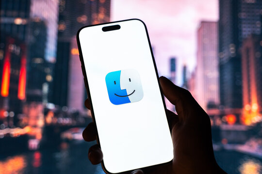 Apple Mac OS logo is displayed on a smartphone screen in Bangalore, India, on May 15, 2026
