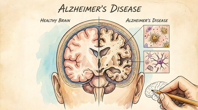 Elderly person struggling with Alzheimer disease and dementia symptoms, senior adult experiencing memory loss and mental confusion in a clinical medical setting for neurological healthcare.