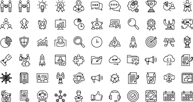 Collection of 50 flat icons for design and decoration Vector