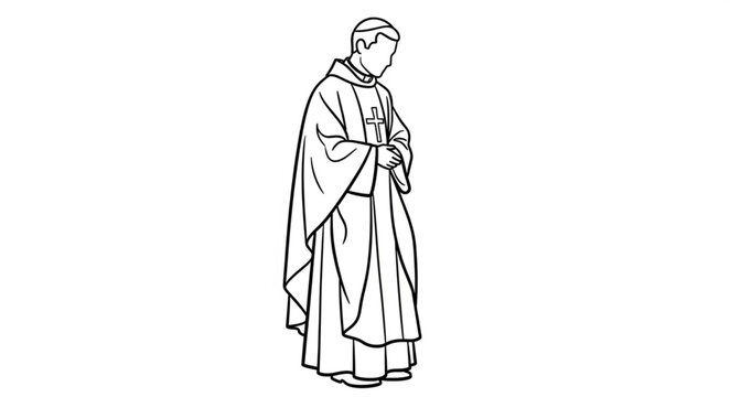 Cleric Wearing a Cassock and Surplice Standing.