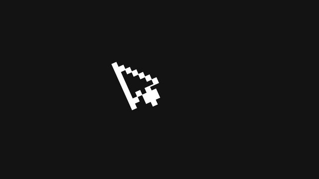 Pixel art mouse cursor arrow animation on black background