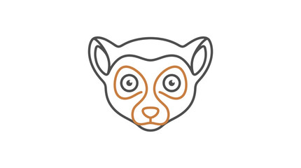Cute Lemur Face Line Art - Minimalist Animal Icon © Puput
