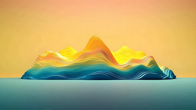 Digital fantasy gradient mountain curve abstract background