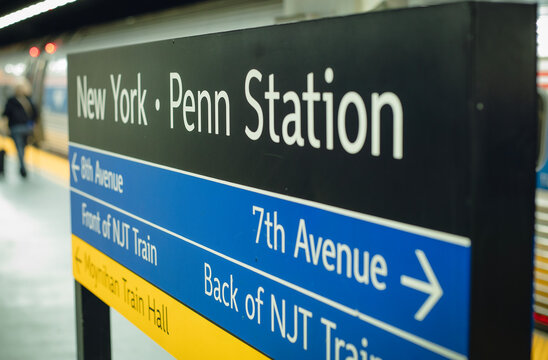 Sign for Penn Station in New York, New York, USA, May 14, 2026.