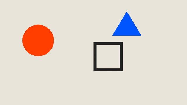 Minimalist graphic composition featuring a circle square and triangle shapes