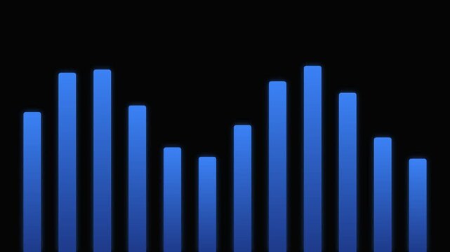 A vibrant blue bar graph visualization isolated against a deep black background