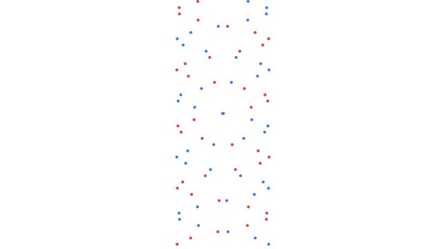 Minimalist pattern of small colorful dots arranged in a vertical column