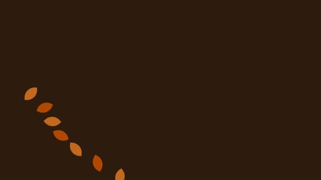Minimalist diagonal arrangement of orange leaves on a dark brown background