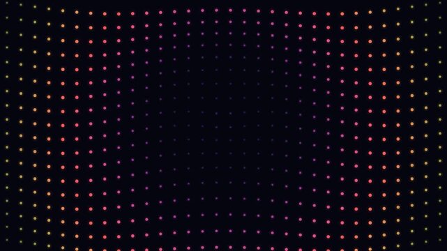 A grid of glowing dots creating a subtle spherical distortion effect