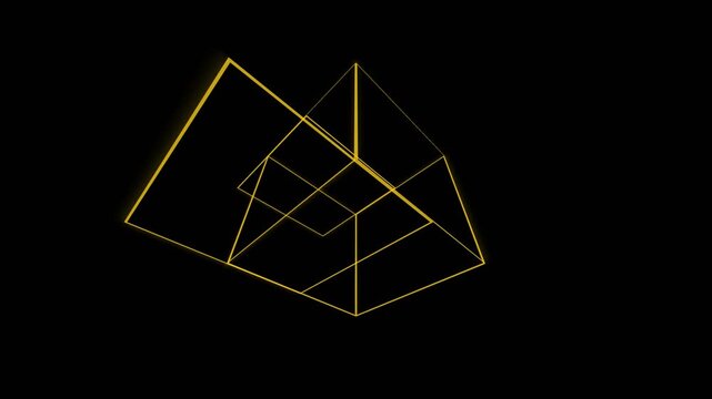 Abstract geometric wireframe structure on a solid black background setting