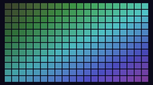 A grid of glowing squares fading into a deep dark black background gradient