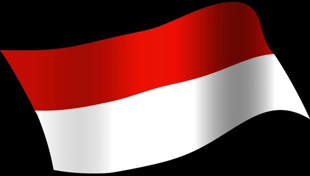 animation of the red and white Indonesian flag on a black background