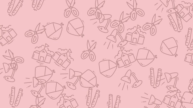 Pink school supplies and buildings, perfect for educational themes, stationery ads, and backtoschool promotions on various platforms and media.