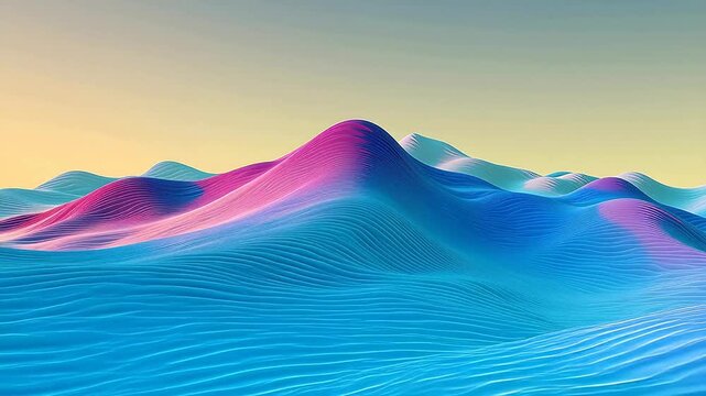 Digital fantasy gradient mountain curve abstract background