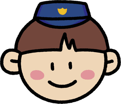 Cute cartoon police officer boy character illustration icon