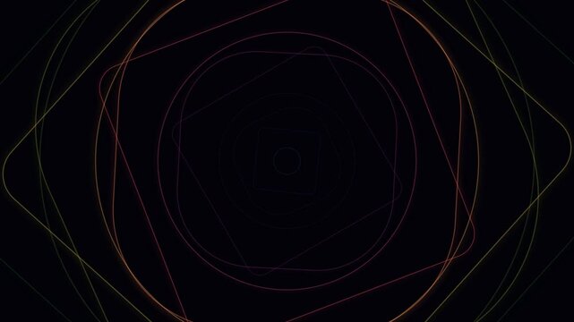 Abstract geometric lines and circles forming a dark digital vortex pattern