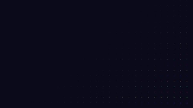 A digital grid of vibrant colored squares fading into a deep black background