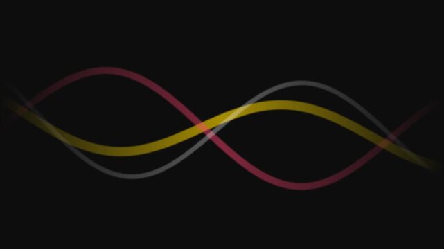 Three elegant flowing wave lines on a solid black background for design