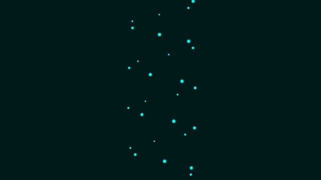 Abstract composition of glowing cyan dots against a deep black background
