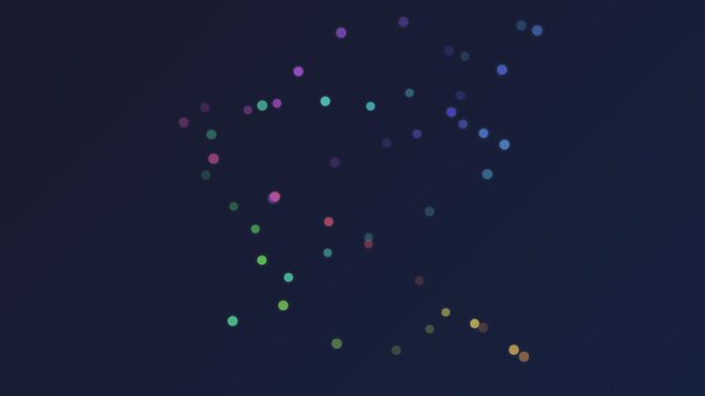 A constellation of colorful bokeh lights floating in a dark night sky