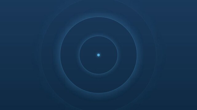 Minimalist blue background with concentric rings and a glowing center point