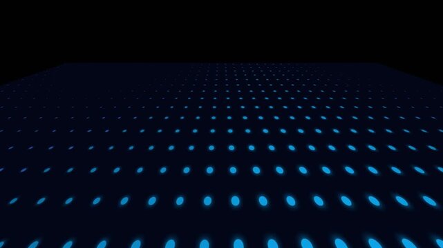 A grid of glowing blue dots receding into the darkness of deep space