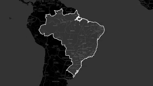 brazil map animation, country outline highlight, geographic territory effect, national border visualization, political map display