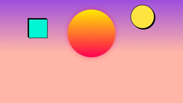 Abstract geometric shapes floating against a soft gradient sunset background