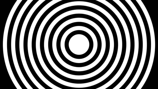 Black and white concentric circles forming an optical illusion pattern