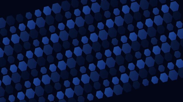 A dark blue background featuring a repeating pattern of geometric hexagons