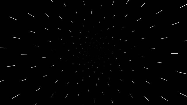 Abstract white dashed lines radiating outward against a deep black background