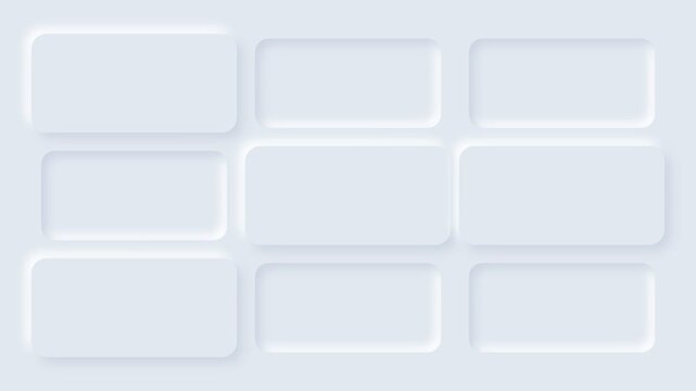 Minimalist white soft ui grid layout with rounded rectangular button shapes