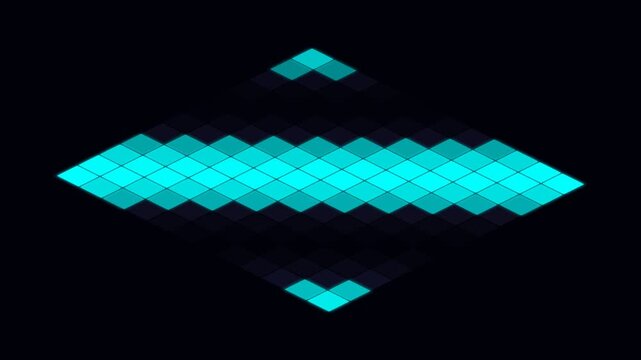Abstract blue glowing diamond grid patterns set against a solid black backdrop