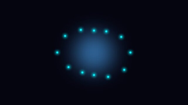 A glowing blue circle formed by bright lights against a dark background