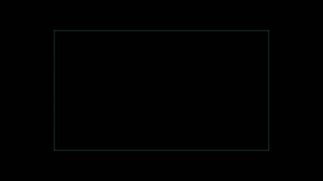 A simple thin white line rectangle frame centered on a solid black background