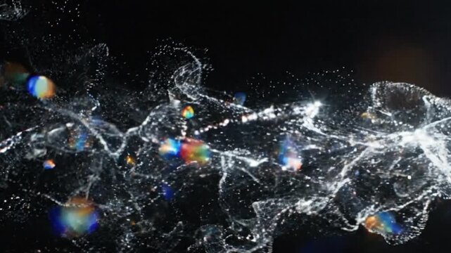 crystal shimmer overlay with sparkling refracted light streaks flowing naturally through frame