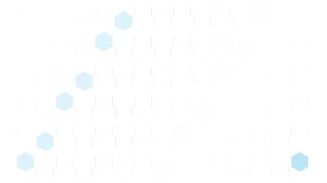 Minimalist diagonal pattern of light blue hexagons on a white background
