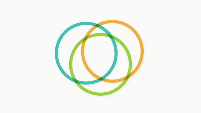 Three colorful overlapping circles creating a dynamic modern abstract design