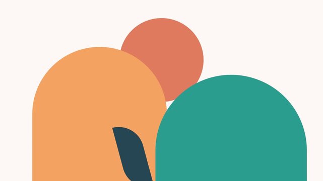 Minimalist abstract composition featuring geometric shapes in warm colors