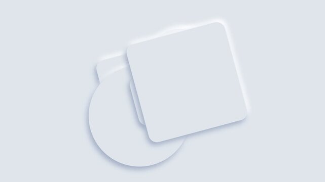 Abstract composition of overlapping white shapes with soft drop shadows
