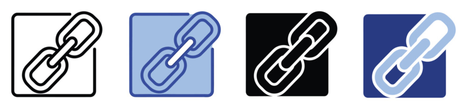 Set of link icons representing internet connection and hyperlinks for UI UX web design