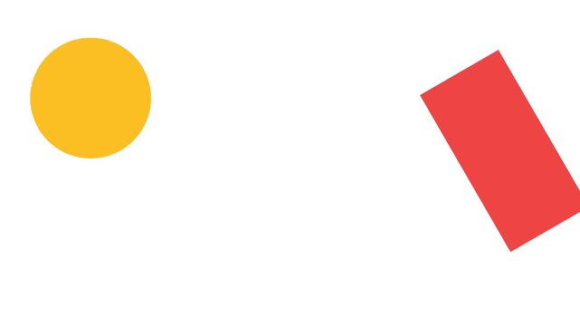 A yellow circle and a red rectangle set against a clean white background