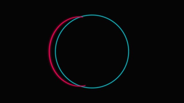 Abstract composition of three glowing neon arcs on a dark black background