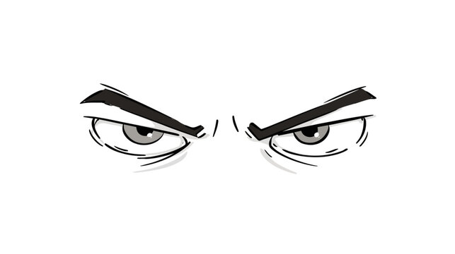 Stylized cartoon angry eyes vector illustration expressing intense emotion, frustration, rage, or menace on a white background.