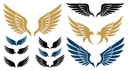 Obraz premium Collection of diverse stylized bird wings featuring various shapes and elegant designs for use in modern creative branding projects