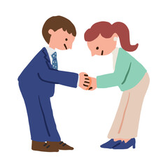 Obraz premium Illustration of office workers shaking hands