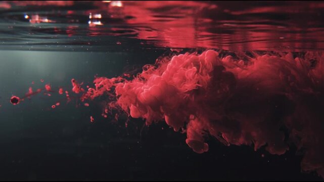 Abstract Red Cloud Rising Underwater Scene