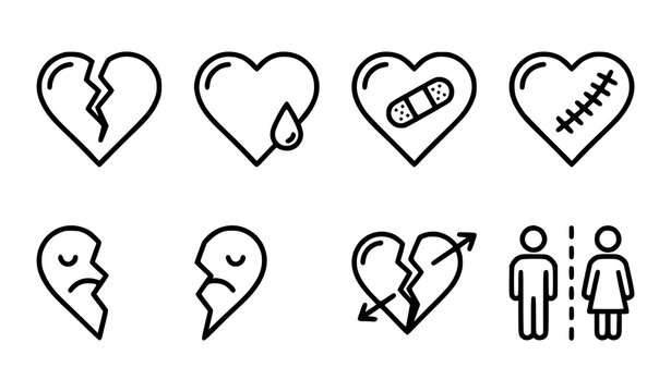 Broken heart icons and relationship problems